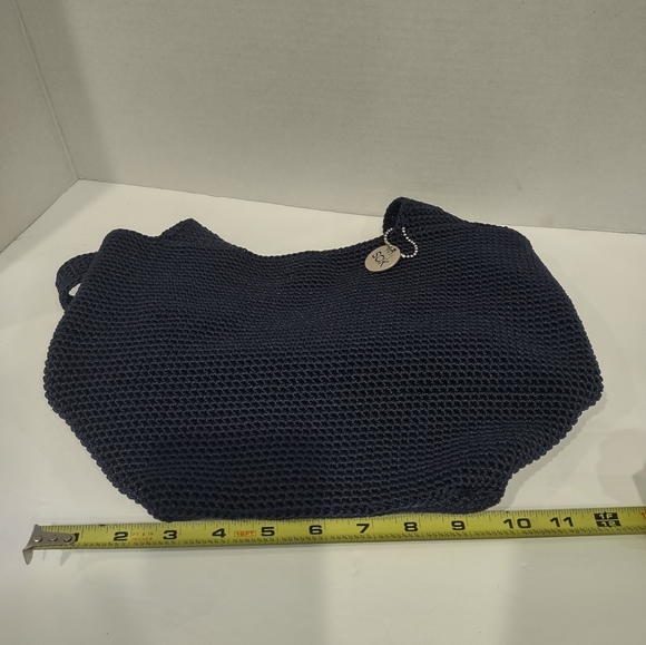 EUC The SAX Knit Crochet Bucket BAG SHOULDER w/Tag Dark Navy Blue - Picture 4 of 7